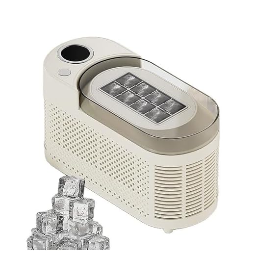 Yokqexz Machine À Glaçons Portable De Comptoir – 8 Glaçons en 10 Minutes, Mini Machine À Glaçons Compacte for La Maison, Le Camping Et La Voiture avec Adaptateur CC 12 V