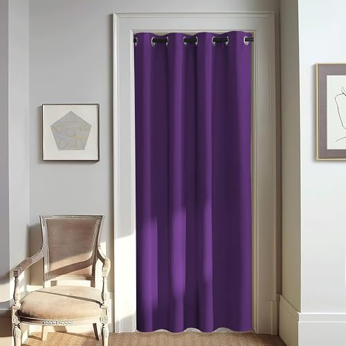 NICETOWN Door Curtain for Closet Doors 80 Inches Long 1 Panel, Blackout Doorway Curtain for Open Closet Bedroom, Room Divider Living Room for Privacy (Royal Purple, 1 Panel, 46W x 80L)