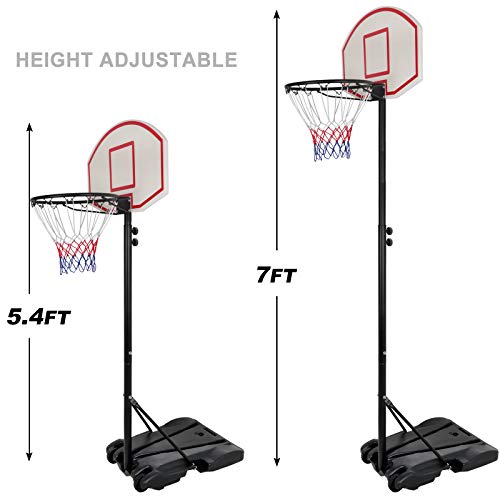 Zeny Portable Basketball Hoop Indoor Outdoor, Kids Basketball Goal With Backboard And Stand, Height Adjustable 5.4Ft - 7Ft, Fillable Base #TOP1