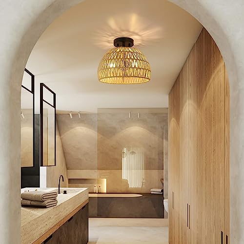 Wvsrbyr Boho Semi Flush Mount Ceiling Light, Handmade Semi Flush Mount Ceiling Light Fixtures, Boho Ceiling Light Fixture For Bedroom, Corridor, Hallway, Entryway, Nursery, Kitchen #TOP3