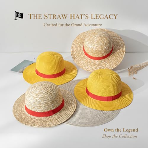 Image of One Piece Anime Monkey D Luffy's Cosplay Straw Hat (Free Size), Unisex Anime Accessory for Kids and Adults