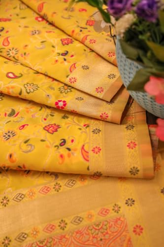 Image of DEVANGI Women's Woven Banarasi Silk Dupatta /Chunni For Women, Floral Print 1 Meter Wide and 2.3 Meter Length Printed Designer Dupatta /Chunni For Girls