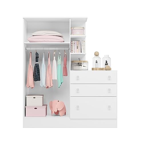 Guarda Roupa com Comoda Infantil Lecco Branco