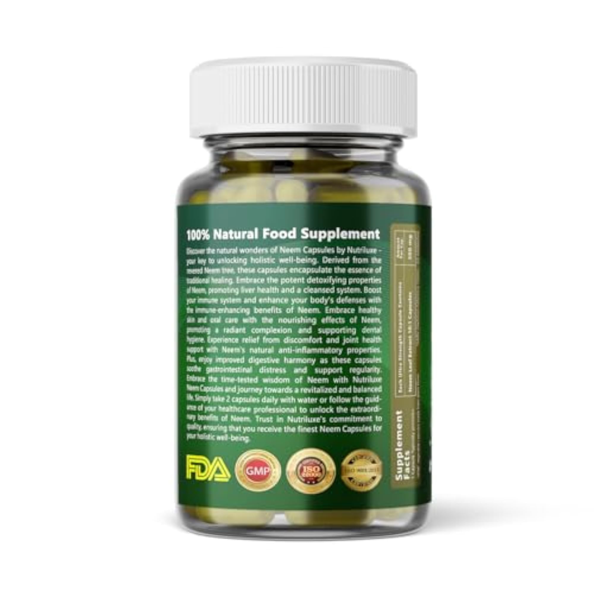 Nutriluxe Organic Neem Extract Capsules 2 x 60 Caps
