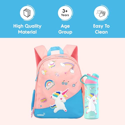 Image of rabitat Smash School Bag - 22Litres | Durable Backpack for Kids (4+ Years) | Comfortable Cushioned Back Support | Anti-Sweat Shoulder Straps | Water-Resistant | Bottle Pocket | 2-Year Brand Warranty