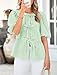 PRETTYGARDEN Women's Tie Front Striped Shirt 2026 Summer Trendy Fashion Cute Babydoll Tops Peplum Puffy Sleeve Blouse (Light Green,Large)