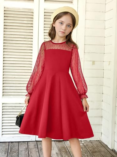 IFFEI Girls Dresses Puff Mesh Sleeves Short A-Line Dress for Party Wedding Guest2