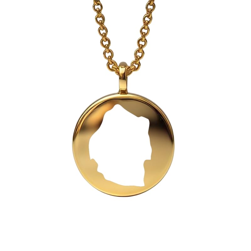 Pendentif carte d'Eswatini en argent sterling plaqué or 14 carats, forme ronde de 24 mm et épaisseur de 1,5 mm, breloque Terre, bijou de voyage délicat | Médaillon gravé Aventure | LKB_MAP_521