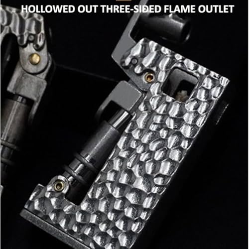 Image of Smoke King Silver Hammered Armor Lighter Triple Side Switchable Flame Unique Antique Style Refillable Lighter