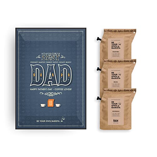 Father's Day Gift for Coffee Lovers - Greeting Card with 3 of The World's Finest Single Estate Specialty & Organic Coffees | Write Your Personalised Message on The Back of The Card