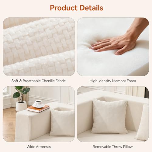 Image of MONVANE Modular Sectional Sofa, Oversized 12 Seat Convertible U Shaped Couch with Ottoman, Comfy Chenille Cloud Couch with Deep Seat, Sectional Couches for Living Room, No Assembly Required, Beige