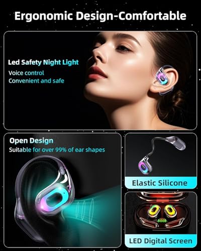 Image of AI Translation Earbuds Real Time, 4-in-1 Translator Earbuds 144 Languages, Audifonos Traductores Ingles Espanol, Bluetooth 5.4 Wireless Open Ear AI Translation Earbuds with LED Night Light (Black)