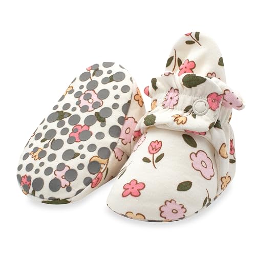 Image of Zutano Unisex Organic Cotton Baby Booties, Stay-On and Non-Slip, Newborn to Toddler