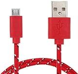 No. Cavo Intrecciato da 1 m Micro USB per Alcatel Idol 5 Smartphone Android Caricatore connettore USB Cavo in Nylon (Rosso)