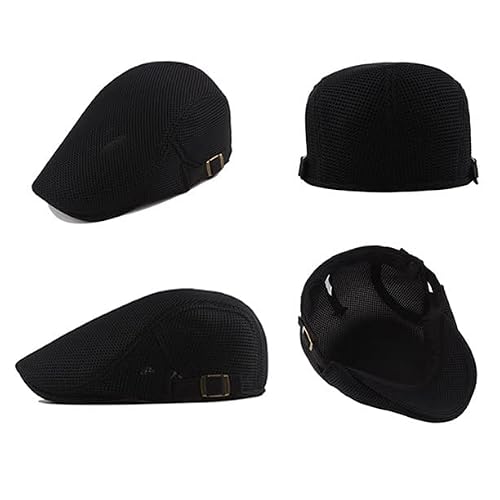 Men's Gatsby Ivy Newsboy Hat Baker Breathable Mesh Flat Beret Driver Cap (White), One Size-Medium #TOP3