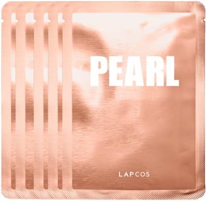 LAPCOS Pearl Sheet Mask, Daily Face Mask with Probiotics to Brighten and Clarify Skin, Korean Beauty Favorite, 5-Pack