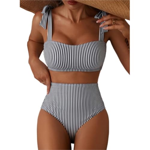Ensemble bikini contre les imperfections maillot de bain taille haute noir S