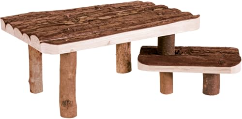 Trixie 62262 Natural Living Bjork Abri et Plateforme avec escalier pour Lapin ou Petit Rongeur 37 × 17 × 28 cm
