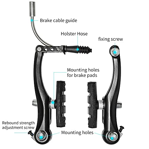 Mountain Bike V Brake Set, Front & Rear Bicycle Brakes, Complete Kit with Brake Pads & Hardware, 2 works - Image 2