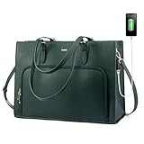 LOVEVOOK Laptop Bag for Women 15.6 inch Waterproof Work Tote Bag Briefcase with USB Charging Port PU Leather Computer Handbag Shoulder Bag Large Professional Teacher Bag for Travel Business School