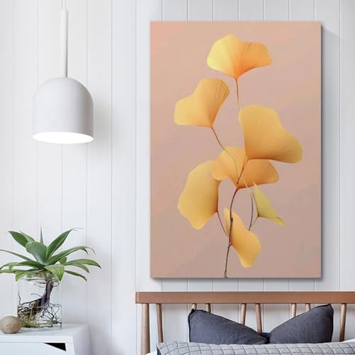 Décoration murale ginkgo moderne métal suspendre 60x90cm