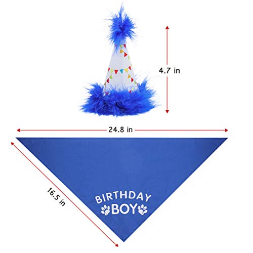 Dog Birthday Hat Bandana Set - Soft Birthday Boy Triangle Scarf And Number Hat, Cute Birthday Party Supplies With 0-8 Figures #TOP2