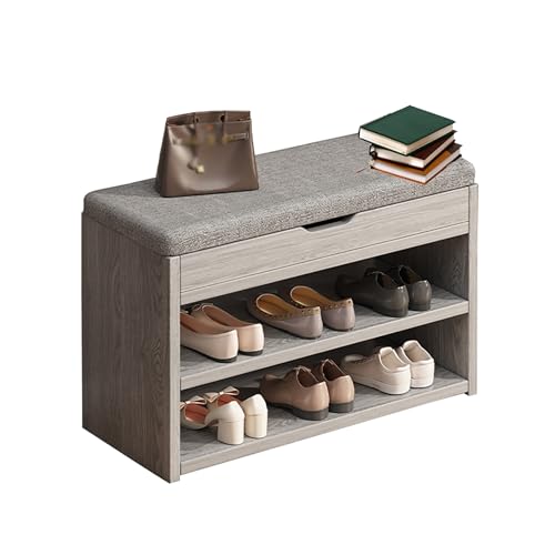 Meuble de rangement à chaussures gris et étroit pour optimiser l'entrée