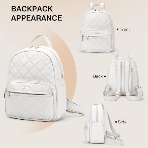 Image of Marvolia Mini Backpack Vegan Leather Small Backpack, White 1