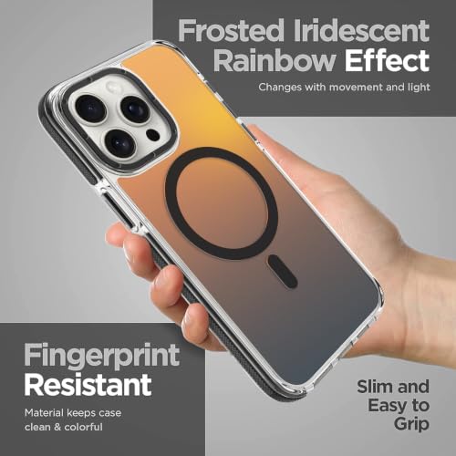 Image of Magnetic Case for iPhone 15 Pro Max [Compatible with Magsafe] [Cute Fashion Fluorescent Design] [1 Screen Protector] Slim Translucent Matte Case for iPhone 15 Pro Max 6.7 inch 2023, Black
