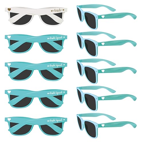 PartyGifts&beyond 10 Packs Bachelorette Sunglasses Bride Squad Sunglasses for Bachelorette Party, Bridesmaid Gifts, Wedding