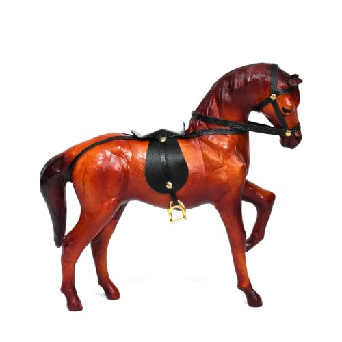 Image of Celtic Handcrafted Leather Horse Showpiece - Elegant Walking Horse Figurine for Home and Office Decor | Exquisite Animal Sculpture Gift Item