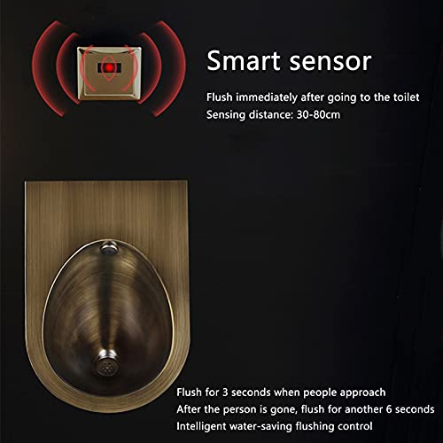 OTQEFTN Induction Flushing Urinal, Household Stainless Steel Men's Urinals, Wall Mounted Vertical Urinal Bronze Color, for Families Hotels Schools Public Restrooms
