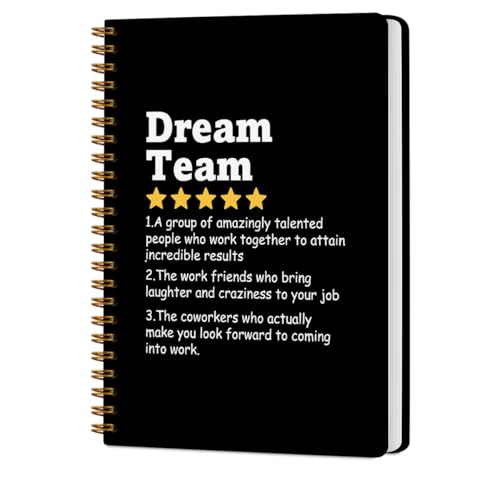 CQM Dream Team Definition Hardcover Spiral Notebooks for Work, Notebook College Ruled, Team Gifts for Employees Colleague Work Bestie Friend, Notepads Lined Travel Planner Journal for Writing