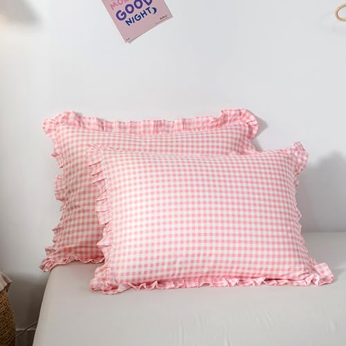 Housse de couette 220x240 rose Vichy en microfibre premium de qualité supérieure - 7