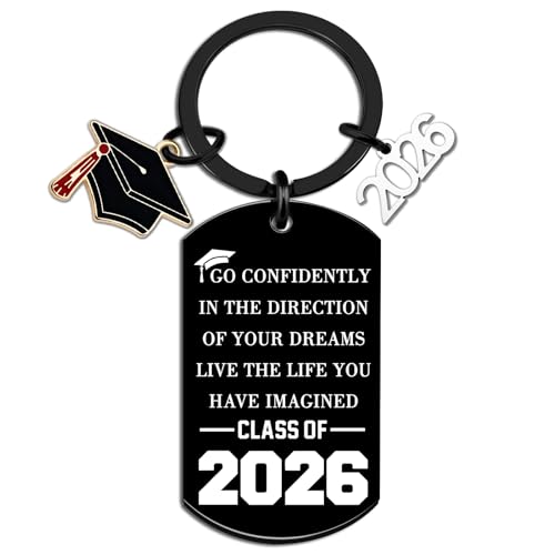 UIWIHHP 2026 Graduation Keychain for Her Him Class of 2026 Gifts College Graduation Gifts for Women Men Senior 2026 Graduation Gift for University Middle High School 2026 Graduation Decorations