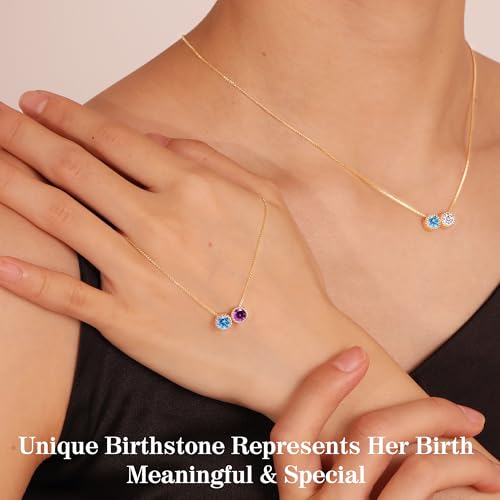 Birthstone Necklace for Women Teen Gifts 14K Gold Plated Necklace with 1-12 Birthstone 16th 18th 21st 30th 50th Birthday Gift for Her Anniversary Friendship Christmas Gifts Jewelry4