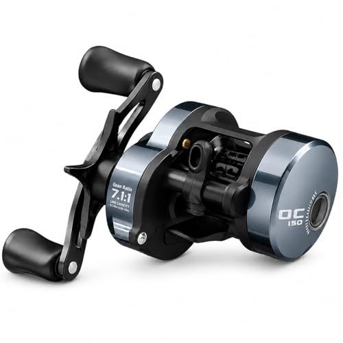 Kithwild Round DC Baitcasting Reel 7.1:1 Gear Ratio 17.6LB Drag Digital Control Anti-Backlash Reel for Bass Freshwater Saltwater- Right Handed