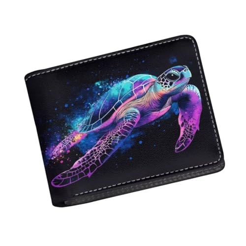 Image of Coldinair Colorful Sea Turtle Wallet for Teen Boys Kids Purse Wallets Leather Kids Boys Bifold Wallet for Children Teenager