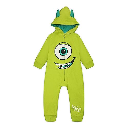 Disney Monsters Inc Boys’ Costume Zip Up Hooded Coverall for Newborn, Infant and Toddler – Blue or Green
