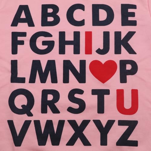 Toddler Boy Girl Sweatshirt ABC Alphabet I Love U Pullover Valentine Outfit Kids Heart Long Sleeve Shirts 2-7T4