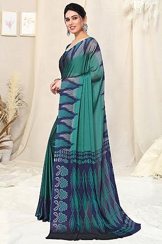 Image of MIRCHI FASHION Saree for Woman Chiffon Georgette Polka Dot Border | Plain Lightweight Women's Sari with Printed Pallu and Blouse Piece