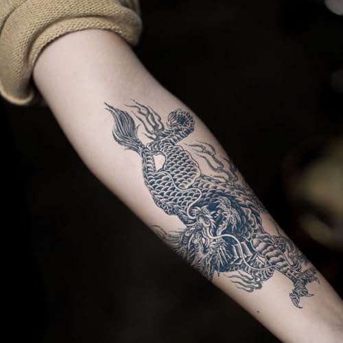 Oottati 2 Sheets Kylin Chinese Unicorn Semi‑Permanent Tattoos for Adults