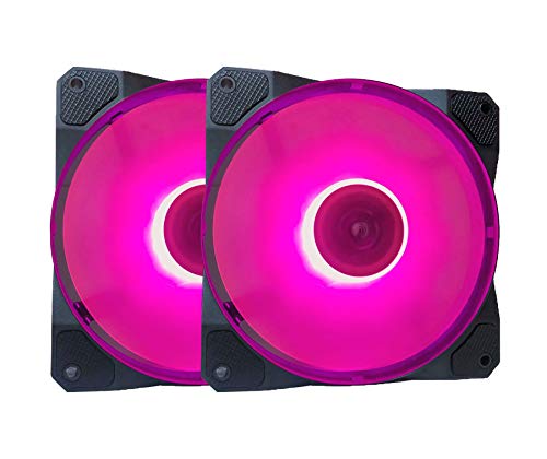 APEVIA CO212L-PK Cosmos 120mm Pink LED Case Fan Ultra Silent 2 Pack