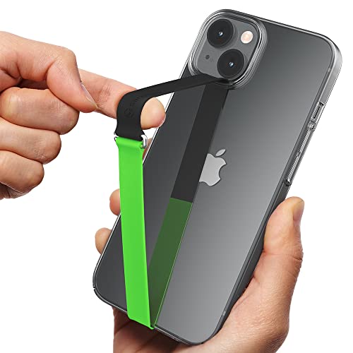 Sinjimoru ツートーン スマホストラップ シリコン素材の伸びるストラップ ワイヤレス充電対応 簡単脱着 スマホループグリップ 鮮やかなカラーの組み合わせのスマホフィンガーストラップ 200 ネイチャーブラック