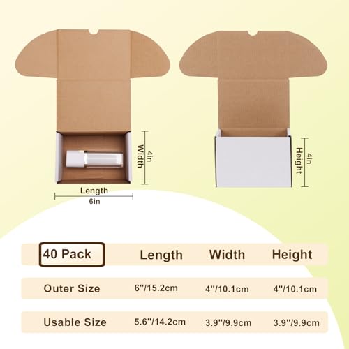 Image of WIFTREY 40 Pack 6X4X4 Small Shipping Boxes, Shipping Box 6 x 4 x 4 for Small Business Packing, White Corrugated Cardboard Mailer Boxes for Shipping Mailing