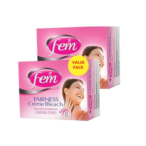 Fem USA Fairness Creme Bleach (2x50g) | Enriched With Apple and Peach | Formulated For Fair Skin Tone | For Radiant Glow | Value Pack