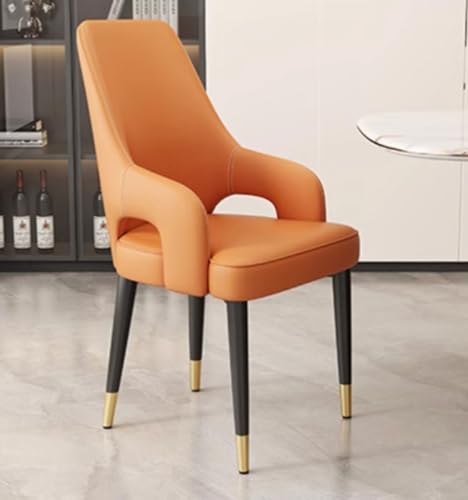 Juego de 4 sillas de comedor modernas de cuero con reposabrazos y patas de metal, sillas elegantes y cómodas para cocina, sala de estar, dormitorio y oficina