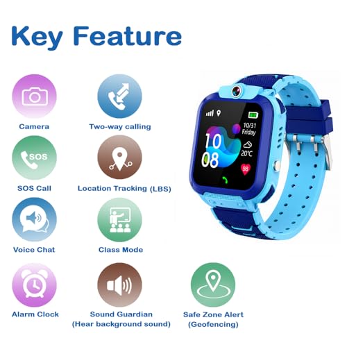 Image of SeTracker M1 Kids Smartwatch for Boys & Girls | Calling Smart Watch for Kids | 2-Way Calling, SOS & Safe Zone Alert, Location Tracker, Camera, Voice Chat, App Control | 4G /5G SIM Supported | (Blue)