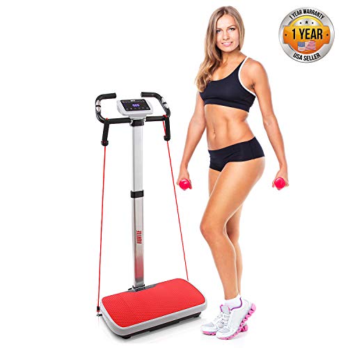 Vibration Platform Trainer Fitness Machine, Fast Workout Exercise, Adjustable Time Speed Level w/