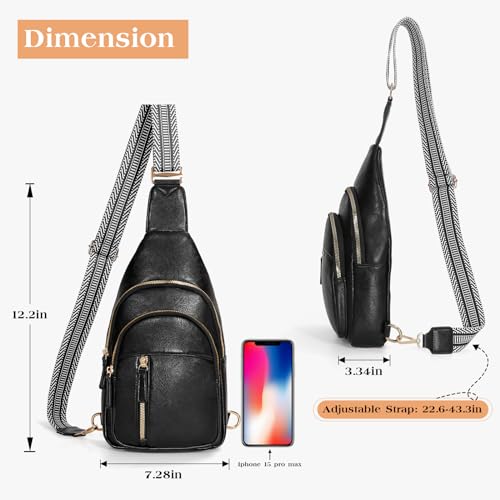Image of SUOSDEY Sling Bags for Women Crossbody Leather Sling Backpack Chest Bag Shoulder Bags for Casual Traveling Hiking Cycling